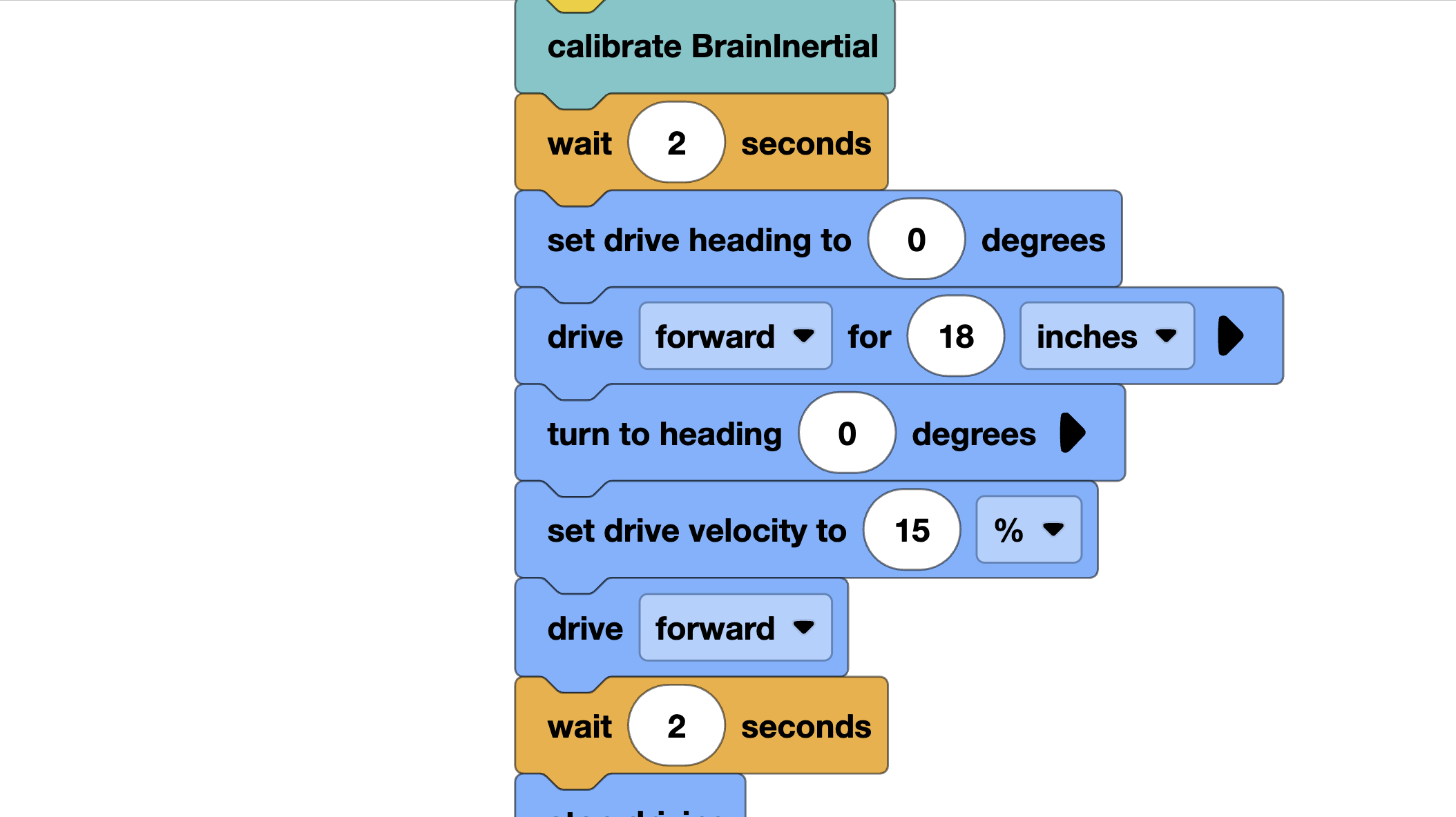 Full routine with alignment resets in VEXcode Blocks